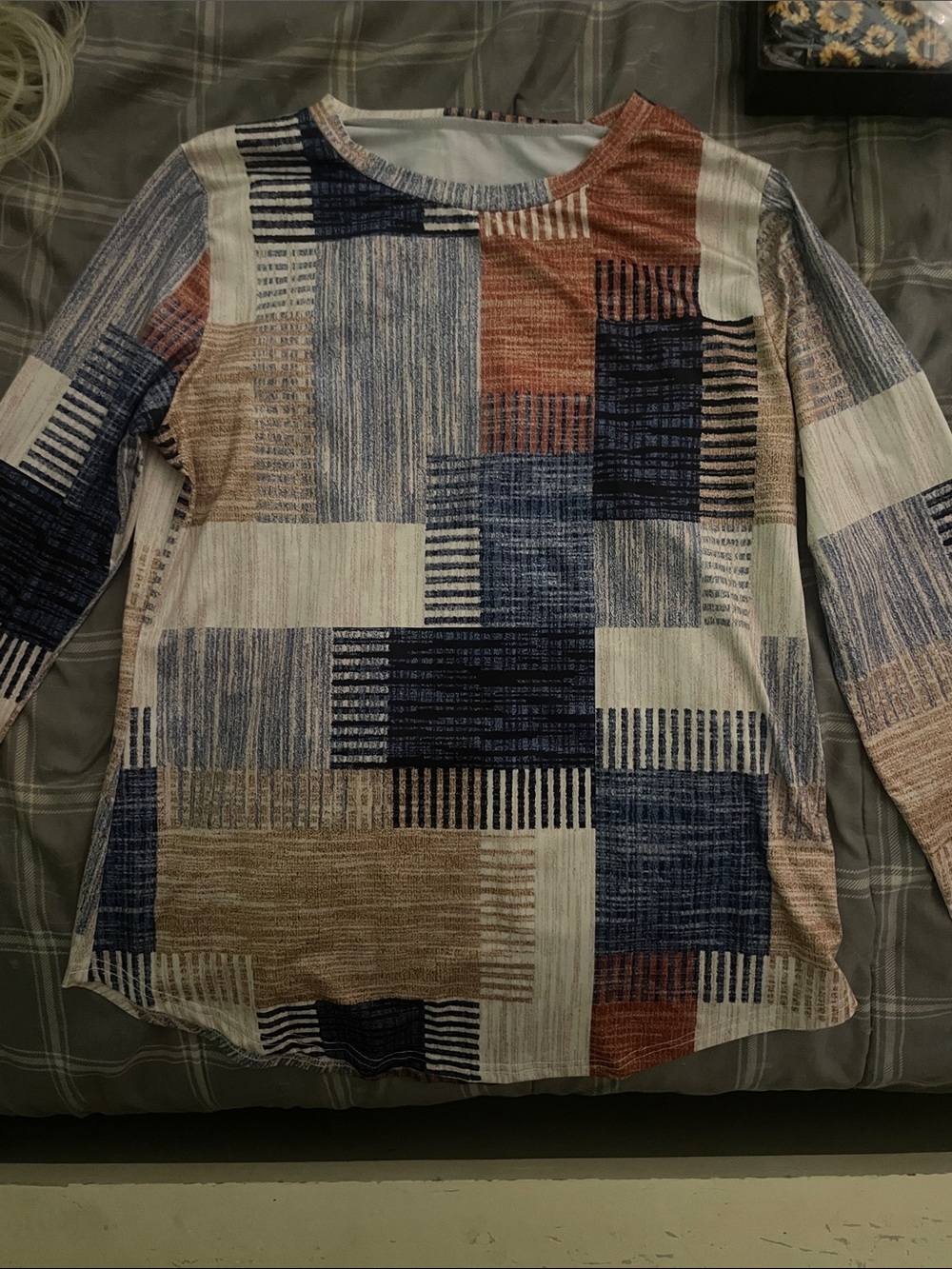 Unknown patchwork long sleeve blouse